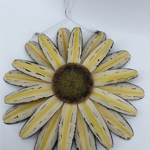 Yellow and White Metal Hanging Sunflower Wall Decor